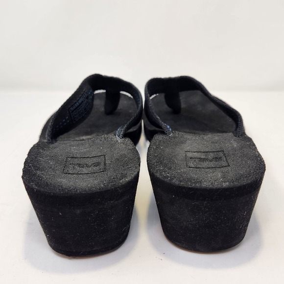 Teva Womens Mush Mandalyn Wedge 2 Black Thong Sandals Size 8 Slip On Shoes - Picture 7 of 9